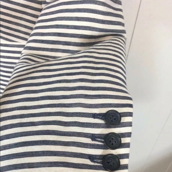 Madewell Sz 0 Blue & white Striped Linen Blazer - Picture 7 of 8